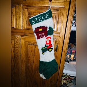 Customer hand knit stocking (vintage theme characters)